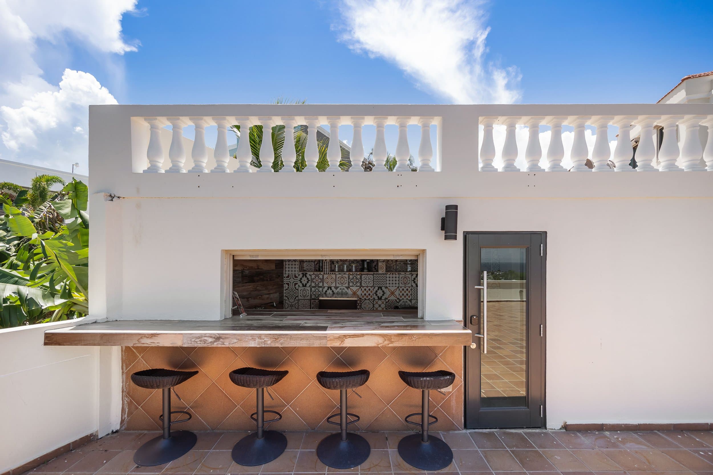 Outdoor bar with stone counters